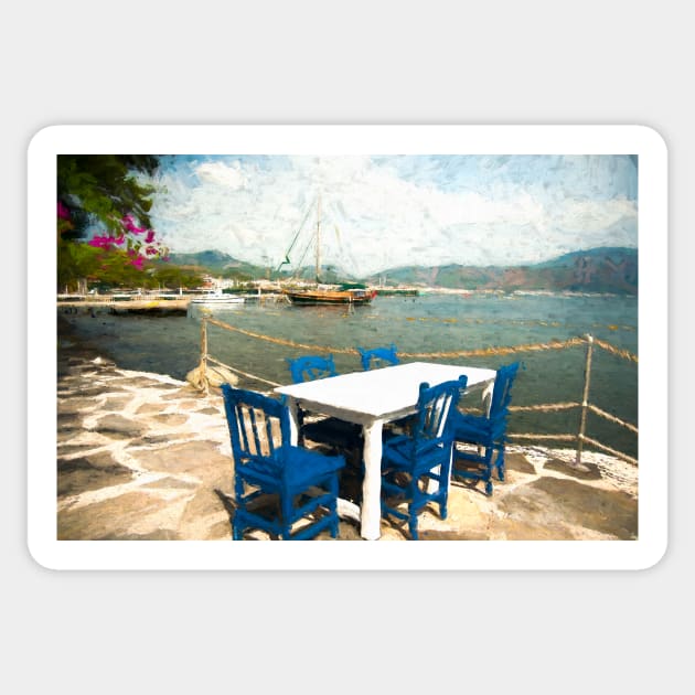 Taverna Table and sea view Sticker by stuartchard